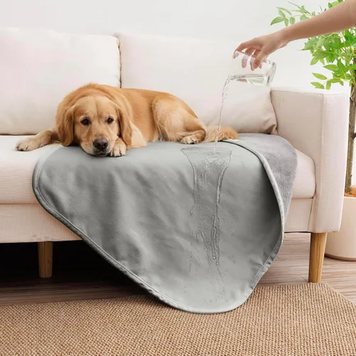 Vista 14 de Manta impermeable para perros pequeños, a prueba de fugas, manta reversible para sofá, cama, protector de muebles lavable a máquina, 25 x 35 Beige