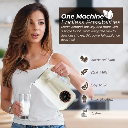 Vista 4 de NUEVO Fabricante de Leche de Nueces 8-en-1 para 32 oz de Leche de Almendra Casera, Leche de Avena, Leche de Soja, Leche de Coco Sin Lácteos, Bebidas