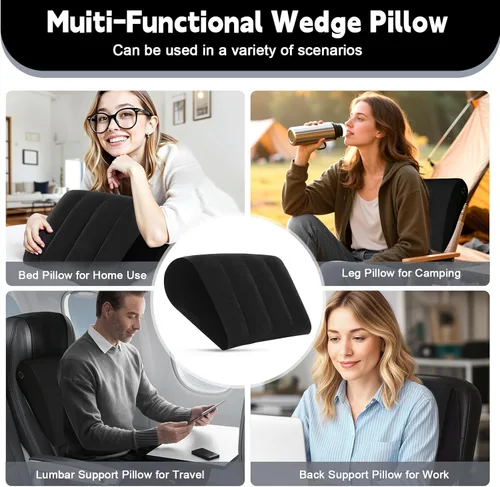 Vista 3 de TheClover Almohada inflable de cuña para dormir, elevación de piernas, uso en soporte de espalda de cama, almohada de cuña para apnea del sueño