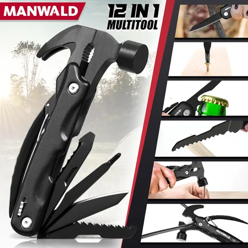 Vista 3 de Martillo multiherramienta 12 en 1, regalos para papá, rellenos de calcetines de Navidad para hombres adultos, accesorios de campamento