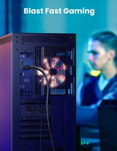 Vista 7 de UGREEN Cable Ethernet Cat 8 de 1.5 pies, cable de Internet plano de alta velocidad de 40 Gbps 2000 MHz, cable de red trenzado de 26 AWG, cables LAN