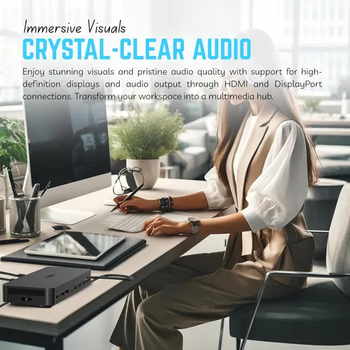 Vista 6 de Estación de acoplamiento Dell WD25 USB-C con alimentación de 100W, pantalla dual HDMI/DP, LAN 2.5GbE y cable USB-C – Garantía de 3 años