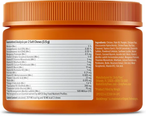 Vista 23 de Zesty Paws Multivitamínico para perros, vitaminas masticables para perros y suplementos para cadera y articulaciones, piel y pelaje, aceite