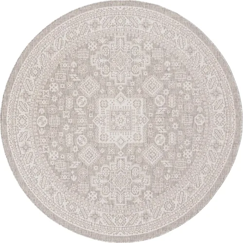 Vista 102 de Unique Loom Outdoor Aztec Collection Alfombra de área, Chalca (7 pies 10 pulgadas, cuadrada, azul/marfil)