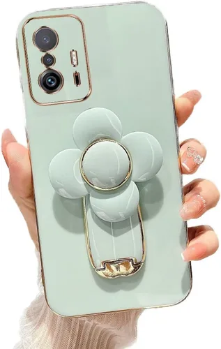 Vista 22 de Miagon - Funda con soporte para Xiaomi Redmi A1, galvanizado suave TPU protector delgado a prueba de golpes con molinete giratorio soporte de flores
