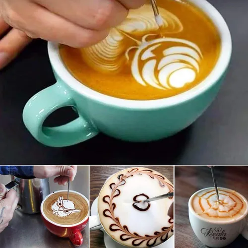 Vista 6 de Jarra para Espumar Leche de 12oz, Jarras para Vaporizar Espresso de 350ml, Taza Espumadora, Arte de Café Capuchino Latte, Jarra de Acero Inoxidable