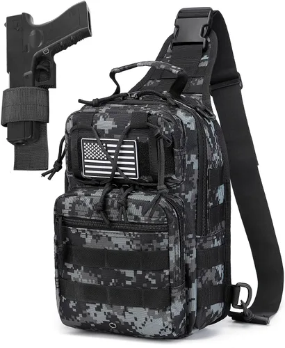 Vista 10 de Mochila táctica tipo bandolera militar para hombre, bolsa cruzada de un hombro, 10L