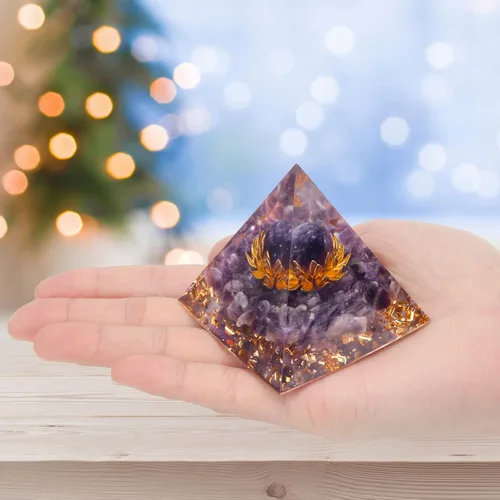 Vista 5 de Orgone Pyramid for Healing Heart, Pletpet Orgonite Pyramid Crystals and Healing Stones Amethyst Obsidian Positive Energy Pyramid for Reiki Chakra