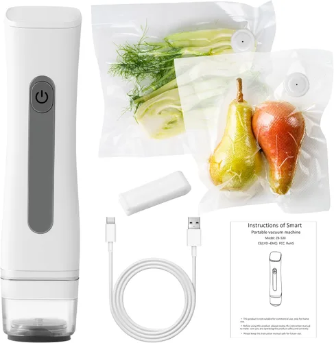 Sellador al vacío de mano para alimentos, máquinas portátiles de sellado al vacío para conservación de alimentos con 2 bolsas de sellado