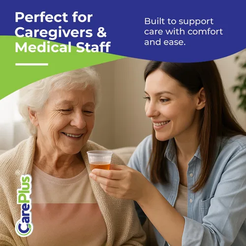 Vista 4 de Vasos medicinales desechables (100 unidades – 1 onza) – Vasos medidores y dosificadores de plástico resistentes con medición en relieve fácil