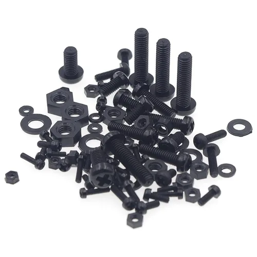 Vista 3 de Juego surtido de tornillos métricos M2 M2.5 M3 M4 M5 de nylon Phillips de cabeza plana (negro)