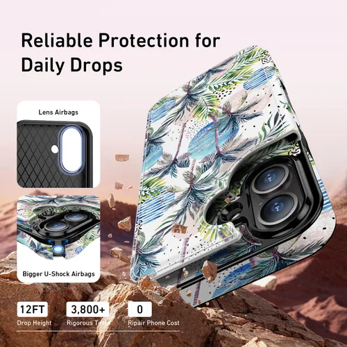 Vista 509 de LETO para iPhone 15 Pro Funda tipo cartera - Tapa tipo folio con patada - Diseños de moda - Tarjetero - Funda protectora para mujeres y niñas - 6.1