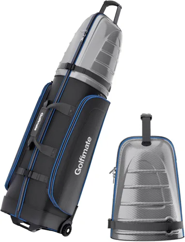 Golf Travel Bag for Airlines with Carbon Fiber Hard Top, Protective Club Traveling Cover with Wheel, Golf Club Carrier Case for Airplanes, Thick