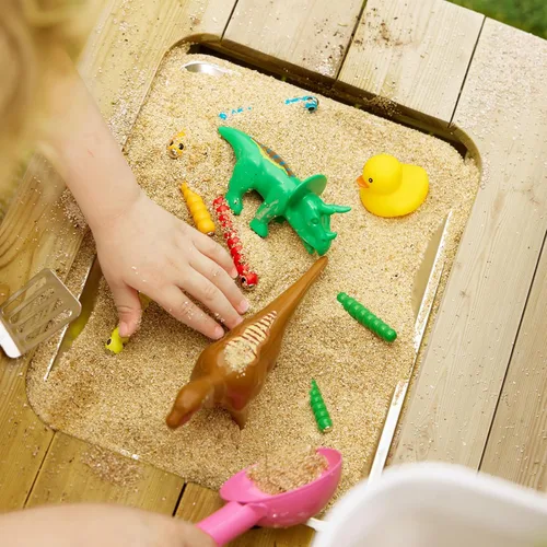 Vista 10 de Tiny Land Cocina de barro al aire libre para niños, cocina de madera con tanque de agua, juego de agua y cocina, diversión sensorial, resistente a
