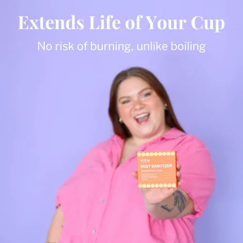 Vista 6 de Pixie Cup Desinfectante de copa menstrual de polvo, desinfectante de disco menstrual + limpiador de vasos de período, solo tienes que añadir agua