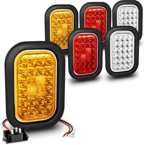 Vista 17 de TRUE MODS Kit de Luces Traseras LED Rectangulares Ámbar de 5x3 3x5 Pulgadas para Remolque [DOT FMVSS 108] [SAE I6 P P2] [Arandelas/Conectores]