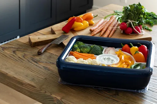 Vista 9 de Fancy Panz Charcutería Veggie Trayz - 9 compartimentos elevados - Se adapta a la bandeja elevada clásica y premium Fancy Panz para servir alimentos