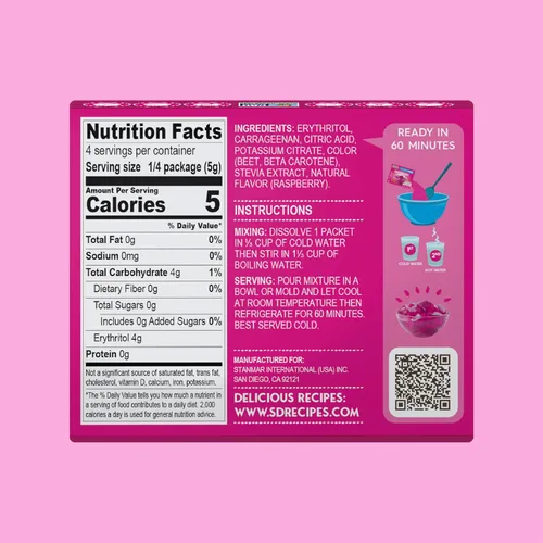 Vista 3 de Simply Delish Postre de gelatina de frambuesa sin azúcar, 0.7 onzas