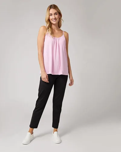 Vista 3 de 32 DEGREES Camiseta de tirantes para mujer, drapeada, con copa integrada