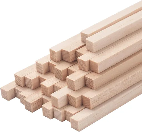 Vista 16 de Palitos de madera de balsa, tiras de madera de balsa, 20 varillas cuadradas de madera de 1/2 x 12 pulgadas para manualidades, palos de madera sin