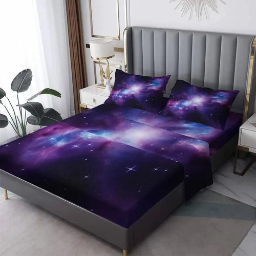 Vista 8 de Solar System Sheets - Juego de sábanas de tamaño California King, sábanas de cama del espacio exterior, microfibra suave y bolsillo profundo
