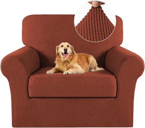 Vista 125 de Turquoize - Fundas de sillas de 2 piezas, fundas de sofá, funda de sillón con reposabrazos, protector lavable para sillas, tela jacquard gruesa Cian