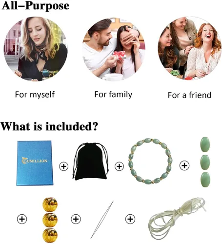 Vista 7 de Pulsera de jade para mujer, pulseras con cuentas, cuentas naturales de jade de 6 * 9 mm, cuentas espaciadoras de latón chapadas en oro de 18k