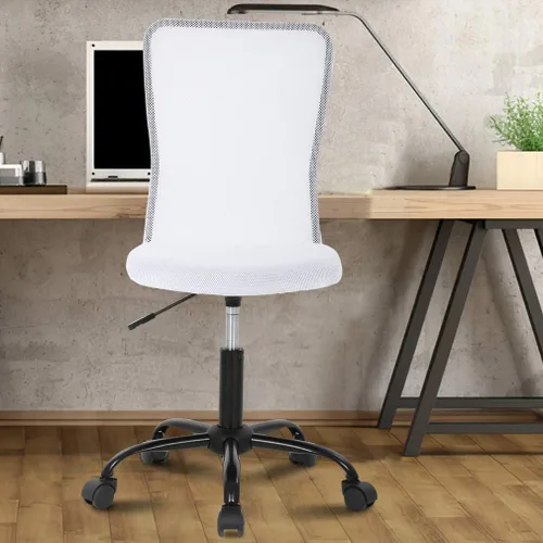 Vista 10 de Silla de oficina, silla de escritorio para computadora con soporte lumbar, ergonómica, respaldo medio, malla ajustable, silla giratoria de altura