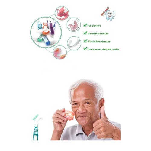 Vista 5 de 3 piezas cepillo de limpieza de dentaduras portátil cepillos para dentaduras postizas para el cuidado de dentaduras limpiador de dentaduras