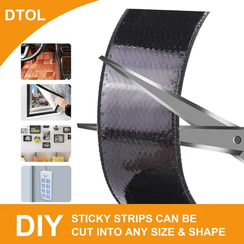 Vista 2 de Rollo de cierre adhesivo de cinta adhesiva de 1 pulgada x 27 pies, tiras autoadhesivas de nailon resistentes para el hogar, oficina, escuela, auto