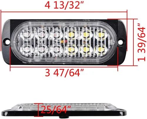 Vista 2 de CORP 100pcs ámbar blanco 12-LED advertencia flash de emergencia luz estroboscópica montaje en superficie 12V-24V