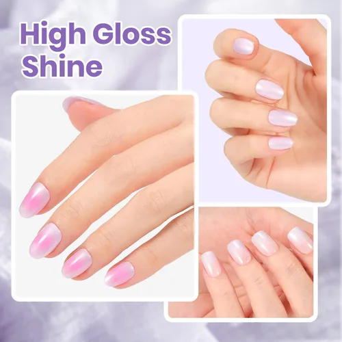 Vista 5 de Beetles - Esmalte de uñas morado – Violeta nublado de 0.51 onzas líquidas, esmalte de uñas morado pastel con purpurina de secado rápido para uñas