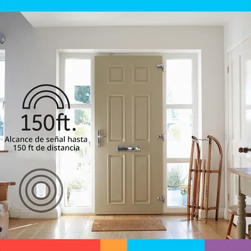 Vista 6 de Kit de timbre inalámbrico GE, receptor enchufable, timbre de puerta con 1 botón, timbre de puerta con 2 melodías, 4 niveles de volumen, timbre