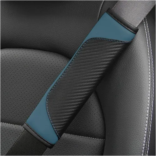 Vista 15 de AUCELI 2 fundas para cinturón de seguridad de automóvil, fundas de correa de hombro de fibra de carbono, almohadilla de arnés suave de cuero
