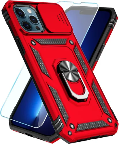 Vista 26 de SunStory Funda compatible con iPhone 12/12 Pro con protector de pantalla HD, cubierta de cámara deslizante y soporte de anillo giratorio