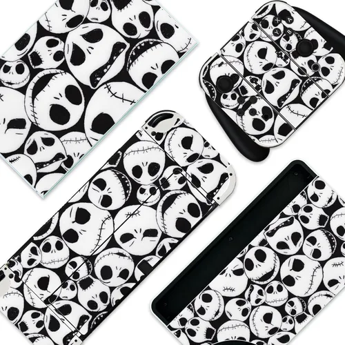 BelugaDesign Skulls Switch Skin - Calcomanía de vinilo gótico Nightmare Halloween Horror Compatible con Nintendo Switch OLED (Switch OLED, negro y