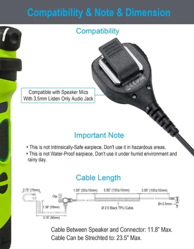 Vista 7 de Commountain audífono de 3,5 mm solo para escucha compatible con micrófono de altavoz, auricular de tubo acústico solo para recepción con 3 moldes