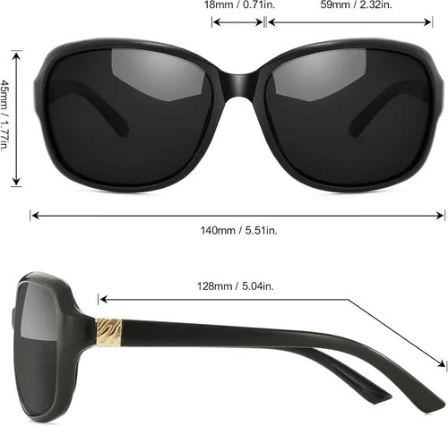 Vista 4 de SIPHEW Gafas de sol polarizadas para mujer, gafas de sol cuadradas clásicas para mujer con protección UV