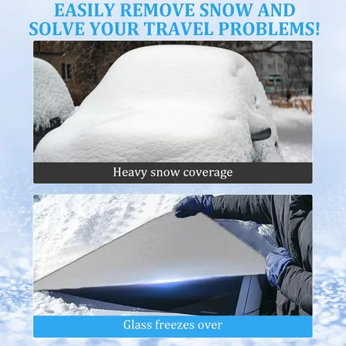 Vista 3 de HAMTRED Cubierta de parabrisas para hielo y nieve, cubierta de medio automóvil con correas reflectantes, cubierta protectora para techo solar a