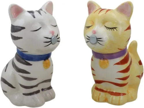 Vista 6 de Ebros Gift Kissing Orange and Gray Striped Tabby Cats Salt and Pepper Shakers Fun Kitchen Dining Ceramic Decor Figurines 3.25 "H Feline Cat Kitty