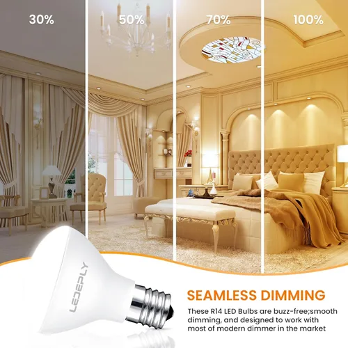 Vista 3 de Bombilla LED R14, 4W 2700K regulable E17 Mini Reflector Flood