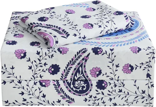 Vista 16 de JSD Juego de sábanas florales azul marino, tamaño individual, sábanas de microfibra impresas de 3 piezas, bolsillo extra profundo, sin arrugas