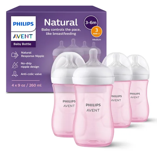 Vista 15 de Philips Avent - Biberón natural con boquilla de respuesta natural, azul, 4 onzas, paquete de 4, SCY900/24