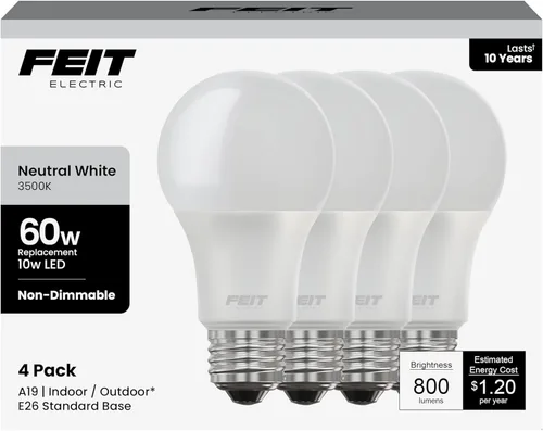 Vista 16 de Feit Electric Bombillas LED A19, equivalente a 60 W, no regulables, 800 lúmenes, base estándar E26, blanco suave de 2700 K, 80 CRI, vida útil de 10