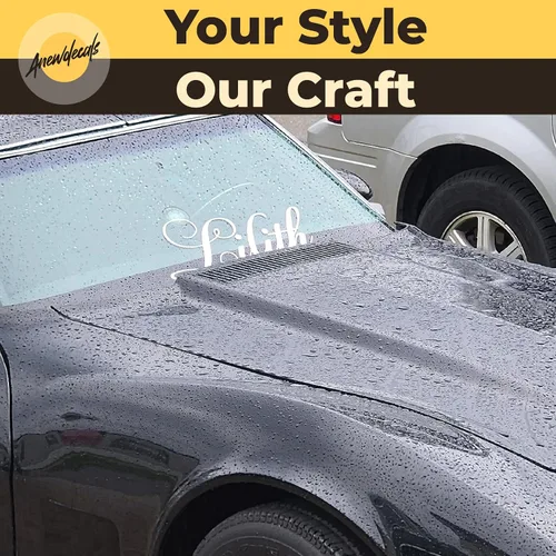 Vista 10 de Calcomanía de vinilo personalizada, diseño personalizado con tu propio nombre, duradero, resistente a la intemperie, ventana de coche, barco