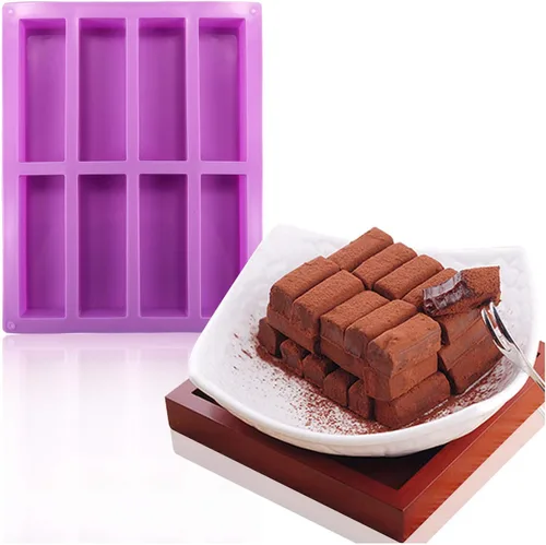 Vista 5 de Molde de silicona para barra de granola, paquete de 2 moldes rectangulares de 8 cavidades para nutrición/cereal/energía para barra de chocolate