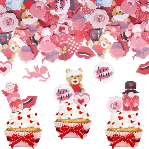 Vista 9 de 24 piezas de decoración para cupcakes con purpurina de dulce amor corazón Be Mine San Valentín para el día de San Valentín, fiesta de cumpleaños