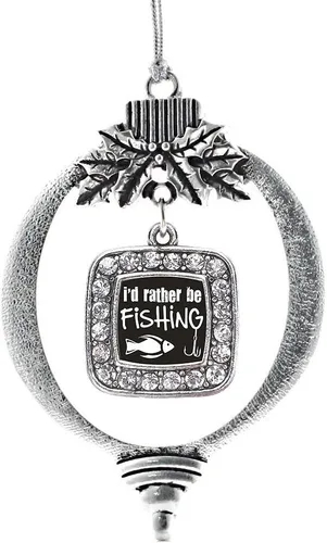 Vista 245 de Inspired Silver - Adorno de flor de iris - Adornos navideños con dije cuadrado de plata con joyas de circonita cúbica