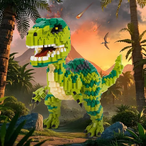 Vista 6 de Bloque de construcción modelo de dinosaurio micro mini bloques de dinosaurio kit de construcción regalos para niños y adultos (velociraptor)