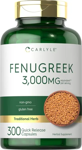 Carlyle Cápsulas de fenogreco | 300 unidades | Extracto sin OMG y sin gluten | Semillas de fenogreco